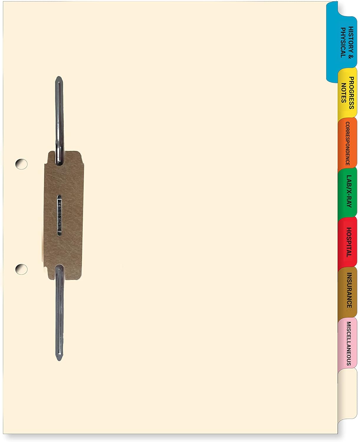 Doctor Stuff - Stock Medical Chart Fileback Divider Sets, 60 Sets of 8 Popular Healthcare Index Tabs, Side Tab, 8-1/2" x 11" with 1-3/4" top Flap Extension for Fasteners