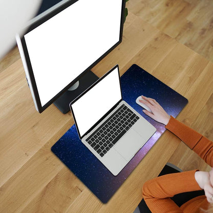 QIYI Desk Pad, Galaxy PU Leather Desk Blotter Protector, Waterproof Computer Desk Mat, Keyboard Mouse Pads, Non Slip Base Home & Office Accessories, Extended Large Size 31.5" x 15.7" - Starry Sky