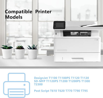 High Yield 72 Ink Cartridges C9403A C9370A C9371A C9372A C9373A C9374A Replacement for HP 72 Ink Cartridges for T770 T790 T795 T610 T620 T1100 T1120 T1200 T1300 T2300 Printers Ink(6 Pack, 130ML)