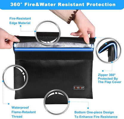 Fireproof Document Bag - with 5200°F Heat Insulated, Waterproof Fireproof Bag with Zipper, 8 Layers of Functional Materials, Fireproof Money Bag for Cash/Documents/Valuables, Fire bag 11"x7.7"