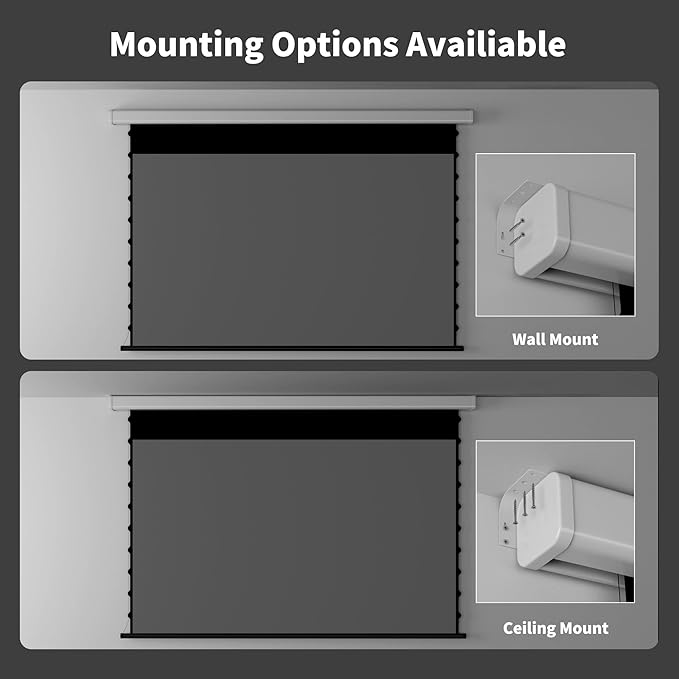 QuadraArc Motorized Projector Screen, Gray Crystal 4K Electric Drop Down Screen, Wall & Ceiling Mount, Compatible with ST/LT Projectors up to 1600 ANSI Lumens 92"