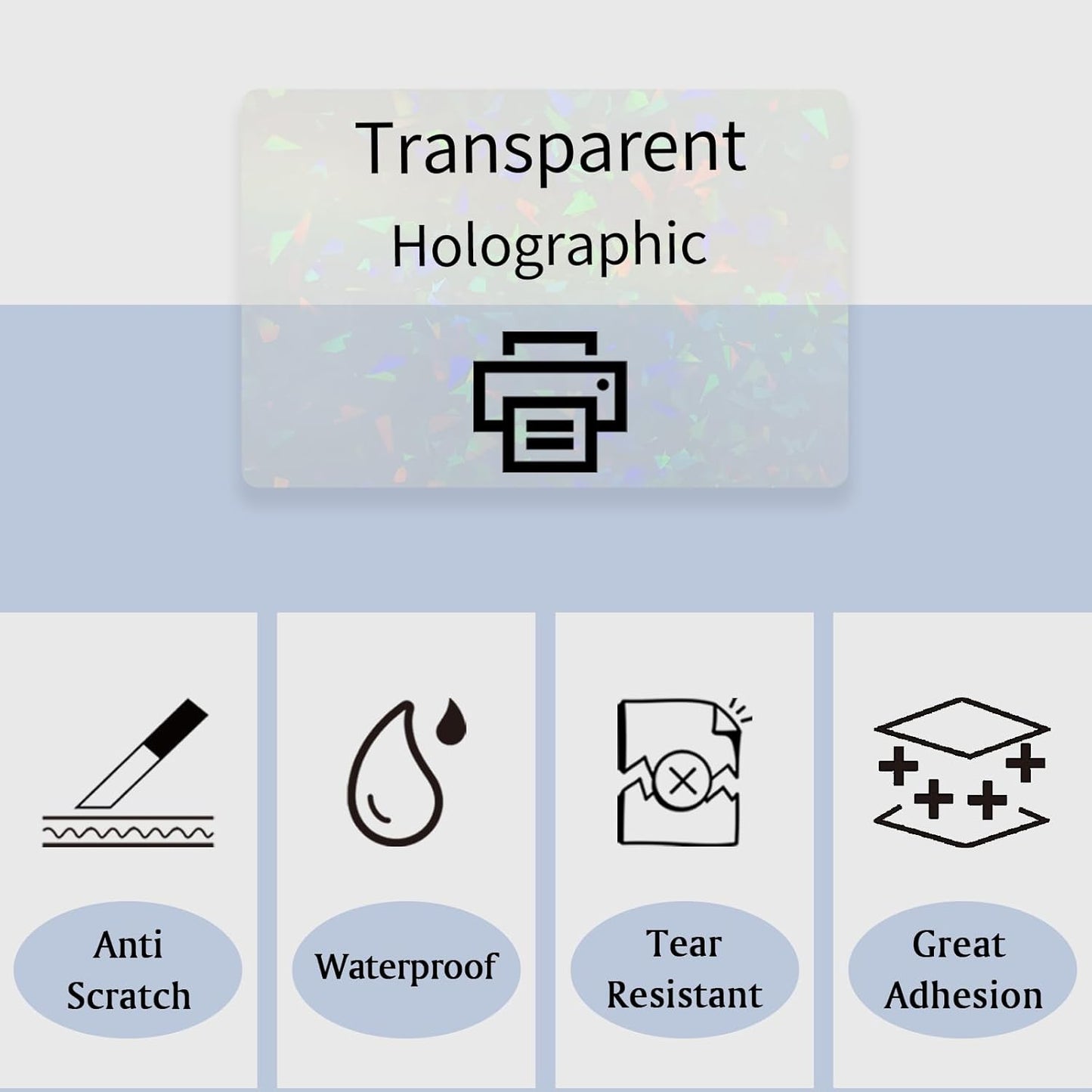 STARLIBOO Transparent Stickers Labels -1" x 2-5/8" Clear Address Labels Mailing Stickers for Laser/Inkjet Printer 8.5"×11"- 200 Labels (Clear Holographic)