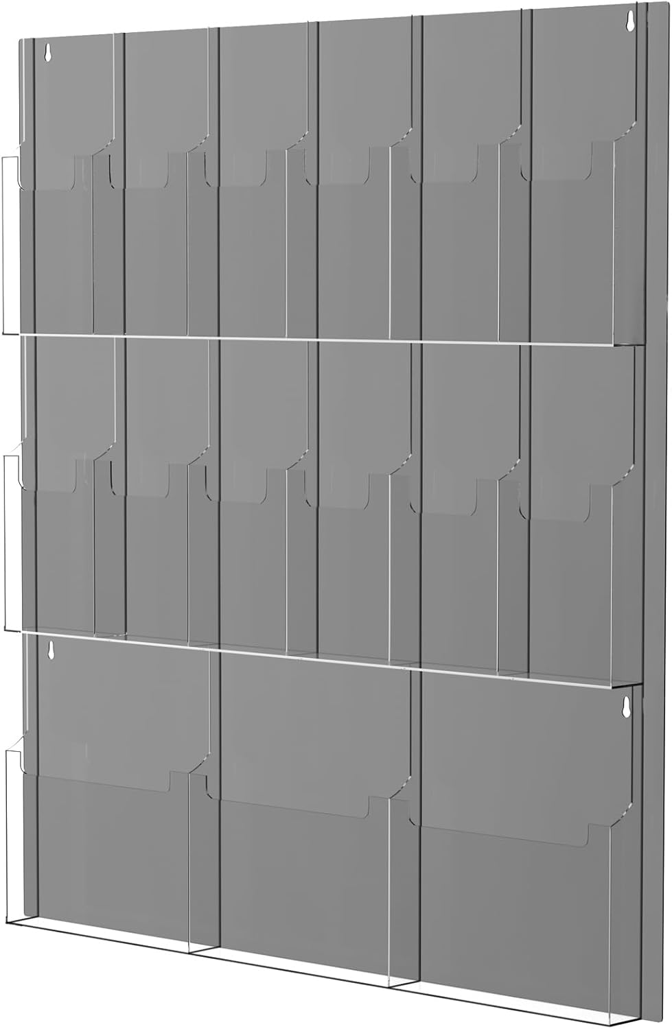 Acrylic Brochure Pamphlet Holder, 3 Magazine Holders and 12 Pamphlet Holders, Wall Mount Display Rack, Trifold Flyer Holder, Literature Organizer for Home, Office, Dual-Tone Clear Front & Black Back
