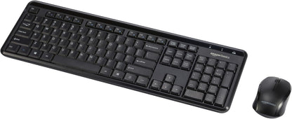 Amazon Basics 2.4GHz Wireless Keyboard and Mouse Combo, Quiet and Compact US Layout, Unifying USB Receiver, Black