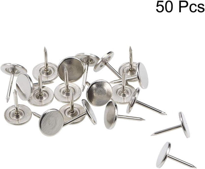 uxcell Upholstery Nails Tacks 11mmx15mm Flat Head Furniture Nails Pins Silver Tone for Furniture Sofa Headboards, 50 Pcs