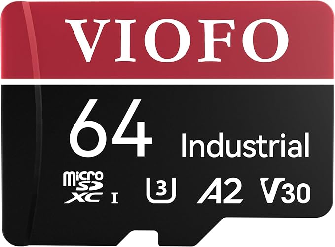 VIOFO 64GB Industrial Grade microSD Card, U3 A2 V30 High Speed Memory Card with Adapter, Support Ultra HD 4K Video Recording