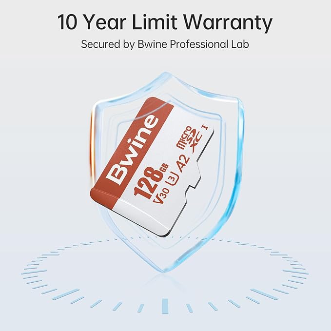 Bwine 128G Micro SD Card, Read Speed up to 100MB/s, 4K UHD Video Support, Compatible with Digital Camera, Drone, with 1 Reader & Adapter, Orange