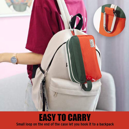 Sooez High Capacity Pencil Case, Big Pencil Bag Pouch Box Organizer Pen Case, Portable Journaling Supplies with Easy Grip Handle & Loop, Aesthetic Supply for Girls Adults, Orange