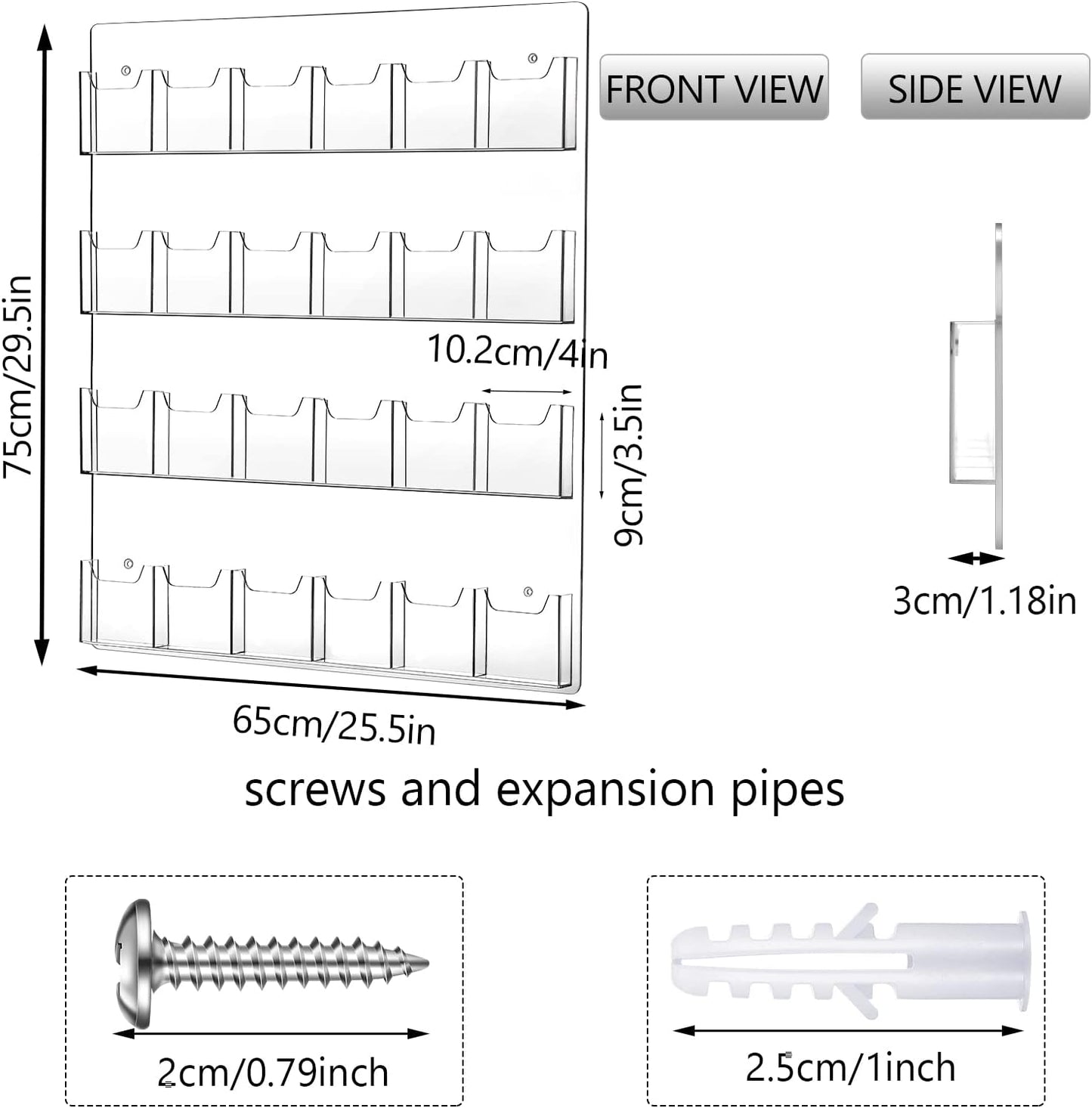 Weysat Acrylic Brochure Pamphlet Holder Brochure Display Stand Business Tri Fold Multi Slot Holder Rack Wall Mount Clear Pocket Space Saver for Flyer Literature Menu Advertise(2 Pieces)