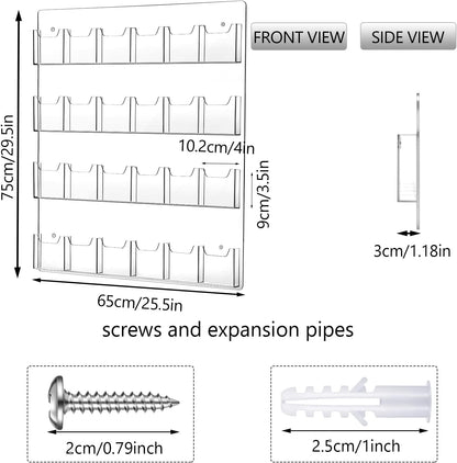 Weysat Acrylic Brochure Pamphlet Holder Brochure Display Stand Business Tri Fold Multi Slot Holder Rack Wall Mount Clear Pocket Space Saver for Flyer Literature Menu Advertise(2 Pieces)