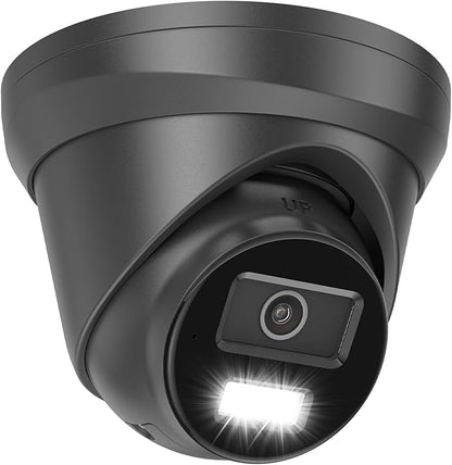 Anpviz 4K PoE IP Camera Outdoor, 8MP Smart Dual Light Turret Security Camera, Human/Vehicle Detection, 2.8mm Lens, Hybrid Color Night Vision, Full Metal Housing, Built-in Mic, IP67 Waterproof, Black