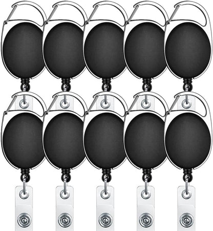 selizo 10pcs Retractable Badge Holders Retractable ID Badge Clips Badge Reels Retractable with Carabiner Reel Clip