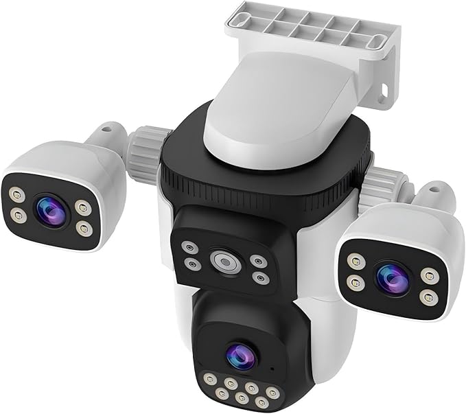 Cameras for Home Security, Outdoor PTZ Camera, 6MP Triple-Lens 360° Panoramic, Auto-Tracking Full-Color Night Vision, IP66 Weatherproof