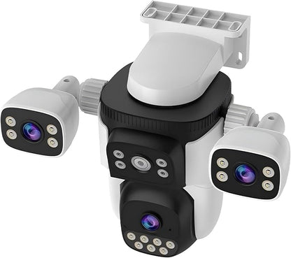 Cameras for Home Security, Outdoor PTZ Camera, 6MP Triple-Lens 360° Panoramic, Auto-Tracking Full-Color Night Vision, IP66 Weatherproof