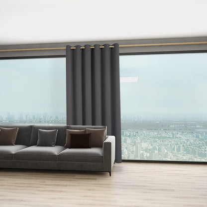 BONZER Room Divider Curtain Total Privacy Wall Grommet Thermal Insulated Wide Blackout Curtains for Bedroom Living Room, 108L x 70W Inch (9L x 5.8W ft), 1 Panel, Dark Grey