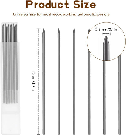 24Pcs 2.8mm Carpenter Pencil Refill Long Lasting HB Refill for Construction Pencils Replacements Carpenter Marker Graphite Woodworking Mechanical Pencil Leads(Black)