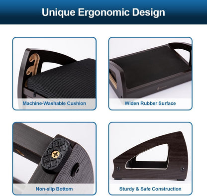 StrongTek Wood Ergonomic Footrest - 4-Angle Adjustable Foot Stool for Desk, Office Footrest, Anti-Slip Foot Stand for Under Desk, Enhances Posture, Promotes Blood Circulation, Easy Assembly (Espresso)