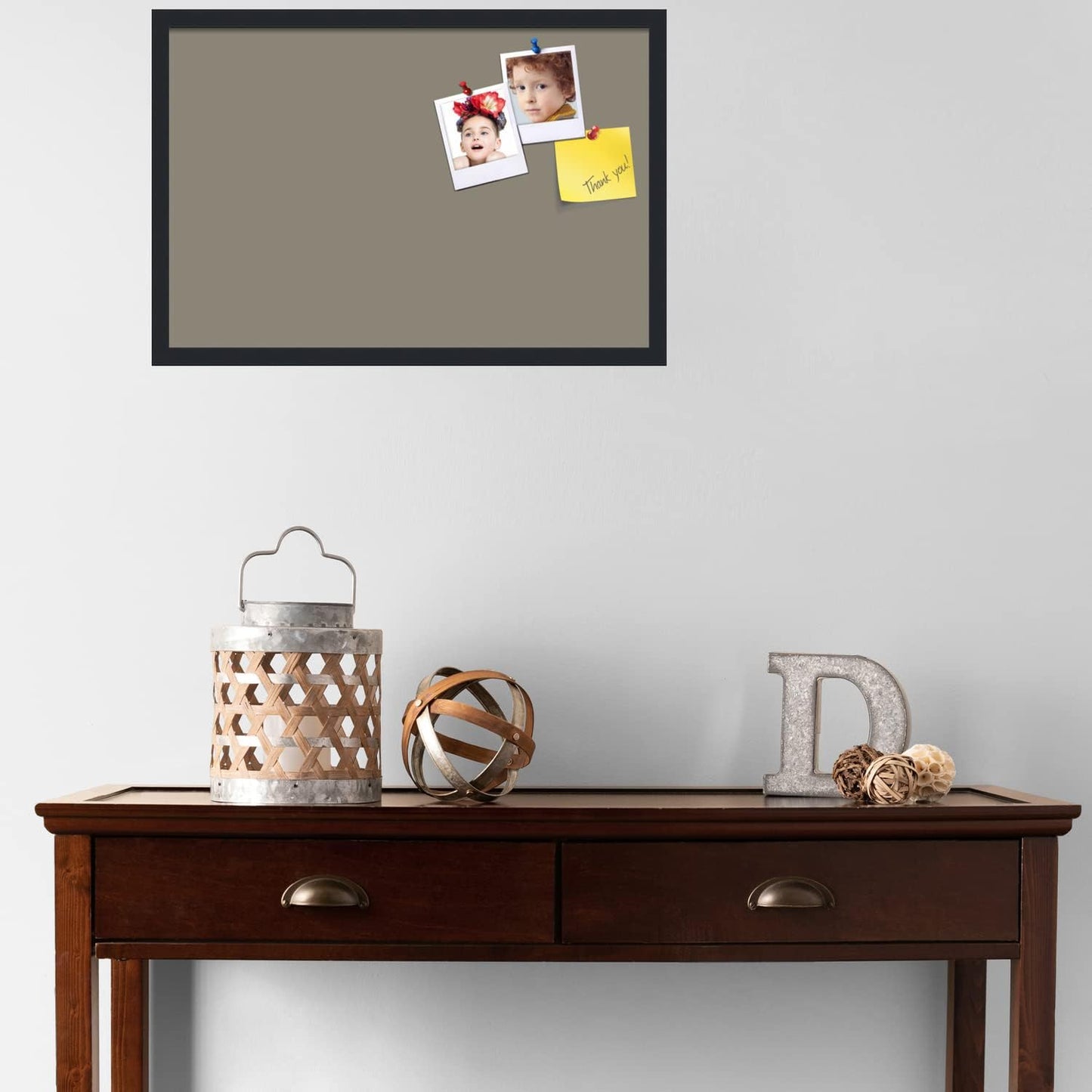 PinPix 27x18 Inch Cork Bulletin Board. This Decorative Framed Pin Board Comes with Pewter Design and a Satin Black Frame. Ideal for Home Office Decor or Message Board (PinPix-1812)