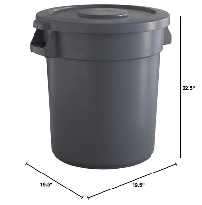 20 Gallon Gray Round Commercial Trash Can with Lid