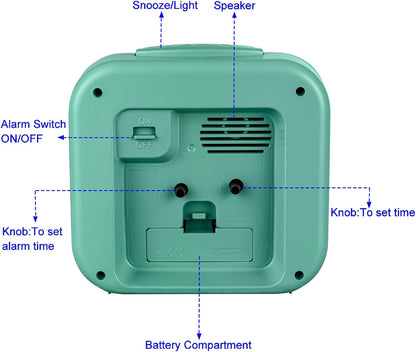 5.5" Large Analog Alarm Clock Silent Non Ticking, Glow in Dark dial, Gentle Wake, Beep Sounds, Increasing Volume, Battery Operated Snooze and Manual Light, Easy Set (Best for Elder)