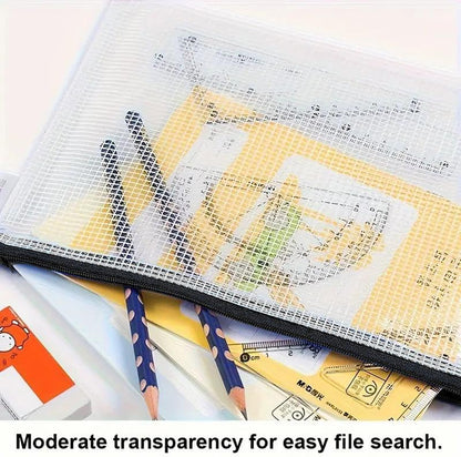 Mesh Pouch Bag,A3 Zipper Bag for Organizing Storage, Waterproof Zipper Pouch, 17" x 12"/44cm x 32cm, File Bag for School and Office Supplies (Black)