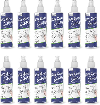 loukin Non-Toxic Whiteboard Cleaner, 8.5 fl oz Dry Erase Board Cleaner, White board Cleaning Spray, Removes Stubborn Marks from Whiteboards, Chalkboard (12-Pack)