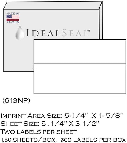 Bright White Box of 300 Double Postage Meter Tapes 5 1/4 x 3 1/2 Compatible Replacement for PB 612-0, 612-7, 612-9 & 620-9 Postage Meter Tape 05204 Two Labels Per Sheet