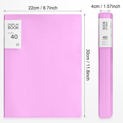 Marspark 6 Pcs Binder with Plastic Sleeves Large 8.5" x 11" Display Presentation Book 40 Pocket 80 Pages Art Portfolio Folder Clear Sheet Protector for Photo Document (Pink)