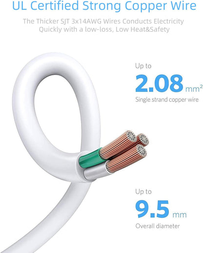 BESTEK 8 AC Outlet, 12 Feet Extension Cord Power Strip with 3 USB-A 2.4A 1USB-C 3A, MAX Output 1625W 13A, 600Joule, Ultra-Compact Wide Spaced Outlet for Large Plug