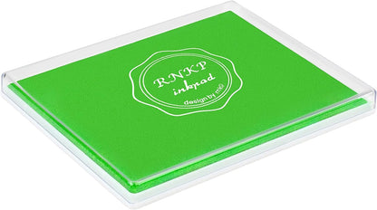 MOYBMG Large Green Permanent Ink Pad for Rubber Stamps, 5x4 Inch, Kids Non-Toxic Safe Ink Pad, Paper Wood Fabric