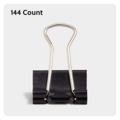 U Brands Binder Clips, Small 3/4-Inch Width, 1/3-Inch Paper Holding Capacity, Black and Silver Steel, 144-Count - 653U08-24