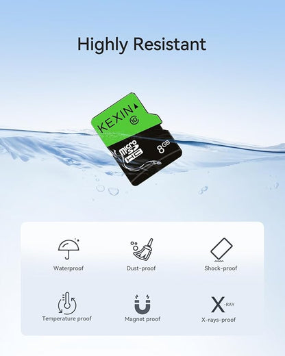 KEXIN 8GB Micro SD Card 10 Pack with SD Adapter microSDHC Memory Card UHS-I C10 Micro SD Card Full HD High Speed TF Card for Smartphone Tablet Action Camera Dash Cam Drone Game Console