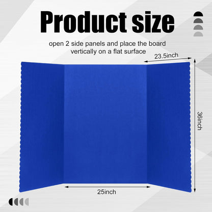 Paterr Trifold Poster Board with Storage Bag, Hook and Loop Fabric, Foldable 3 Panel Presentation Board for Science Fair and Exhibitions(Dark Blue,72 x 36 Inch)