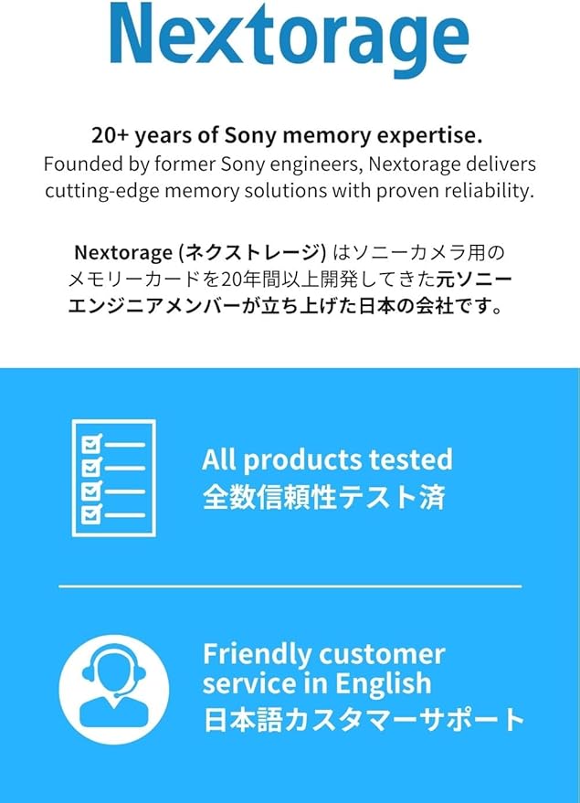 Nextorage 64GB SDXC UHS-II V90 Japanese Brand pSLC Max. Write Speed 299MB/s Max. Read Speed 300MB/s 4K Recording NX-F2PRO64G SD Card Memory for Camera