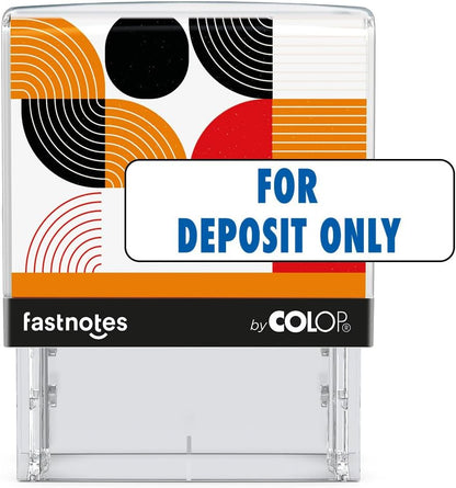 Fastnotes for Deposit ONLY Self-Inking Rubber Stamp by COLOP- Great for Office Documents, Notary, Warehouse, Accounting, Business, and Legal Documentation - Blue Ink (for Deposit ONLY- Blue)