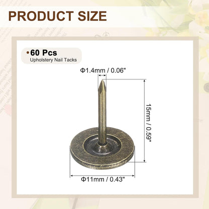 uxcell 150Pcs Upholstery Tacks, 11mmx15mm Flat Head Thumb Tack Decorative Furniture Nails Push Pins for Furniture Sofa Headboards, Bronze