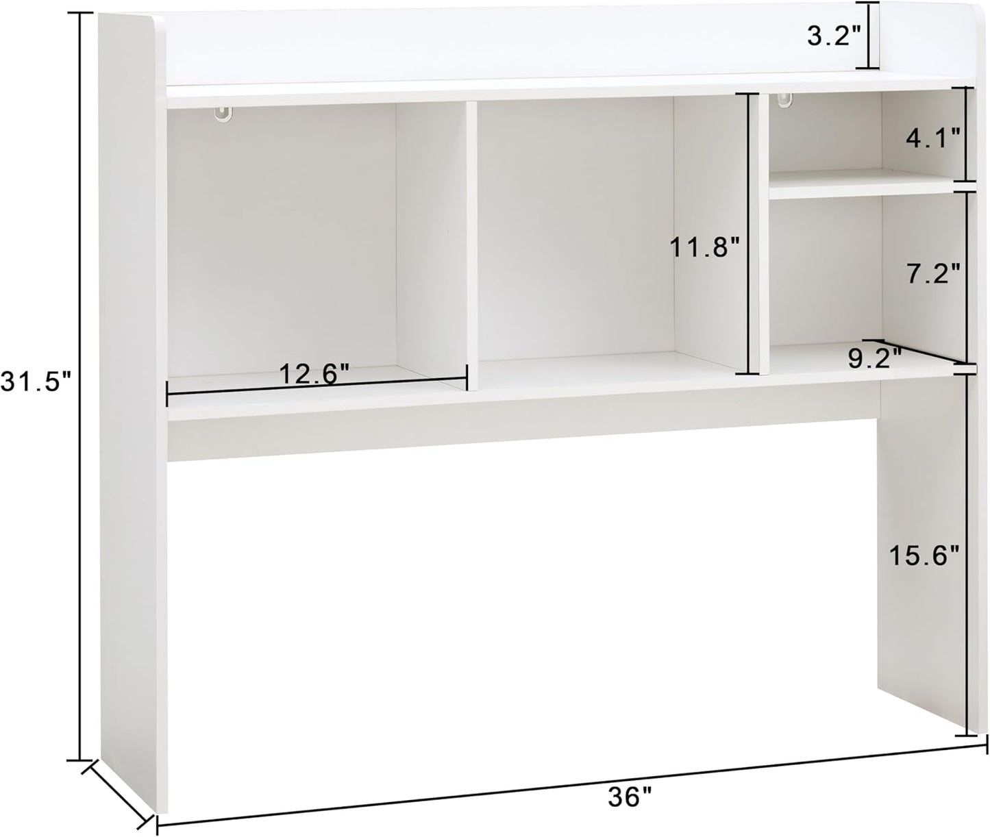 Desktop Bookshelf, Wooden Desk Storage Hutch with 6 Shelves for Computer Desk, 3-Tier Desktop Display Organizer Rack for Office Home (White)