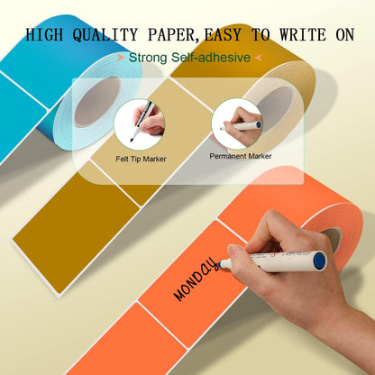 PARLAIM 5 X 3 inch Rectangle Inventory Labels Color Coding Stickers, 250PCS Permanent Sticker for Warehouse Moving Box Square Label (Salmon)