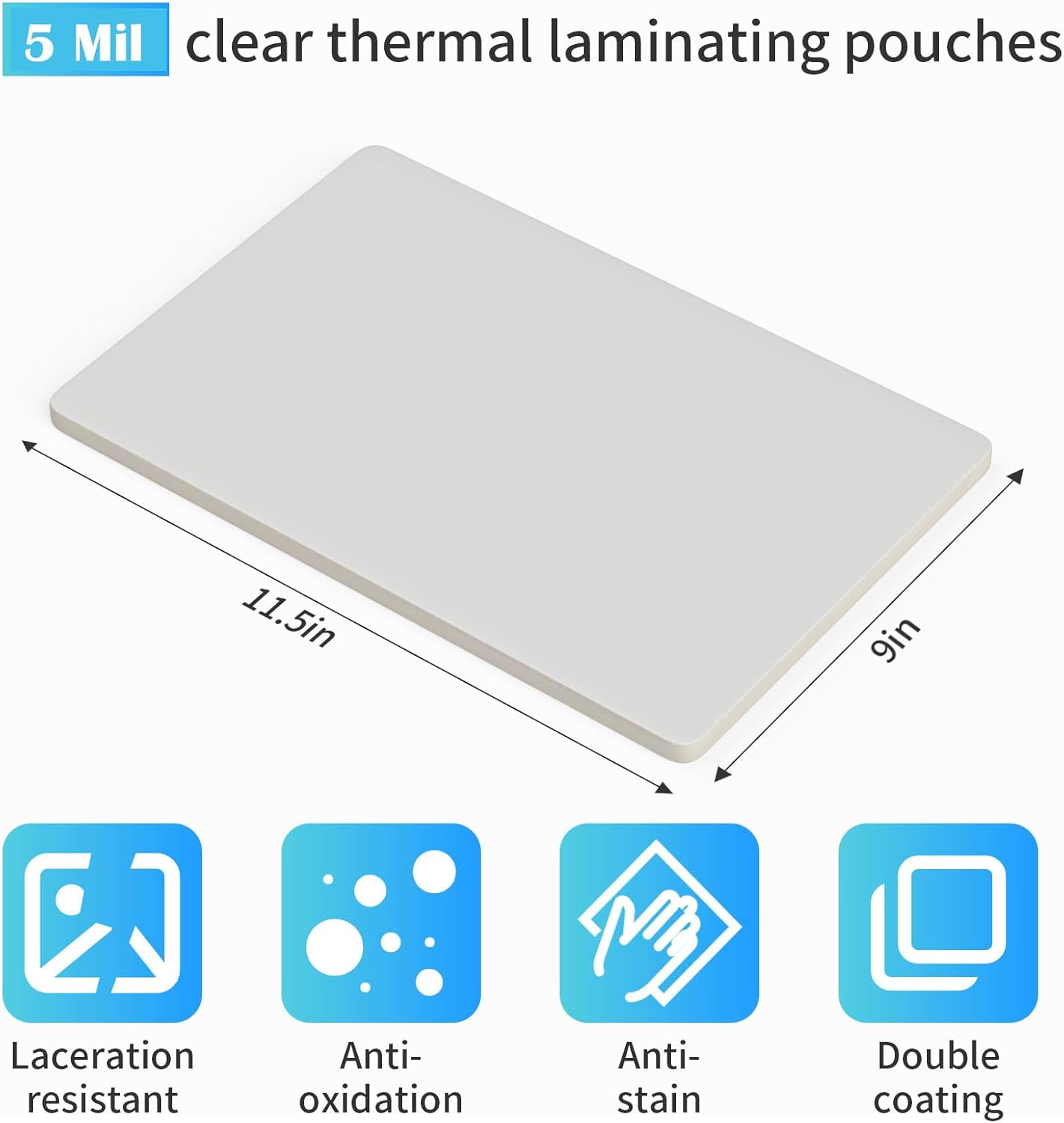 (5 Mil) 200 Pack Laminating Sheets, Thermal Laminating Pouches Holds 8.5 x 11 Inch, 5 Mil Clear Laminator Paper 9 x 11.5 Inch, Letter Size, for Education,Documents, Certificate