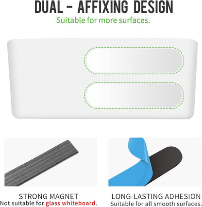 loukin Magnetic Marker Holder Set, Dry Erase Accessory Tray Set, Remote Control Holder, Magnetic Storage Organizer for Whiteboard, Glass or Refrigerators (White)