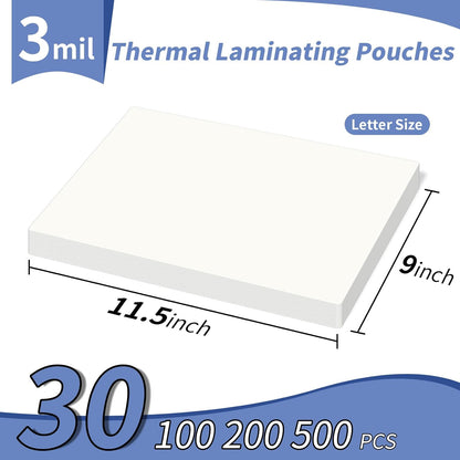 3 mil Thermal Laminating Sheets 30 Packs, 9” x 11.5” Clear Laminating Pouches Holds 8.5 x 11 Inch Sheet, Letter Size Lamination Paper for Laminator - Rounded Corner