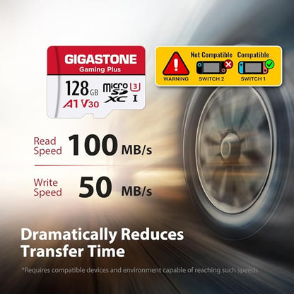 【for Switch 1 Only】 GIGASTONE Micro SD Card 128GB 5-Pack, Gaming Plus, MicroSDXC Memory Card for Nintendo-Switch 1, UHS-I U3 A1 Class 10, up to 100MB/s, with MicroSD to SD Adapter