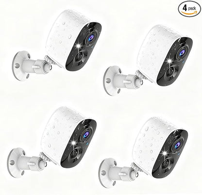 Wireless Security Cameras Outdoor/Indoor,2K UHD WiFi Smart Security Camera,Battery Powered,Motion Detection, 2-Way Audio,Color Night Vision,Weatherproof,Cloud/SD Storage for Home Security,4 pack