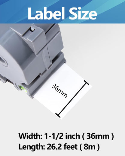 Weemay Compatible 3 Pack TZe-261 Replacement for Brother P-Touch Label Tape 36mm 1.4 Inch Laminated White TZe TZ Tape TZ-261 TZ261 TZe261 for Ptouch PT 3600 530 Printer, 1.4" x 26.2'