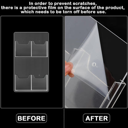 Eersida 2 Pack Acrylic Brochure Pamphlet Holder Wall Mount Clear Brochure Display Holder Plastic Trifold Flyer Rack Literature Storage Rack for Offices Waiting Room (9 x 15 Inch,4 Pockets)
