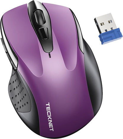 TECKNET Wireless Mouse for Laptop, Silent Mouse Quiet Click, Computer Mouse Wireless, 6 Adjustable 4000 DPI Computer Mice - Purple