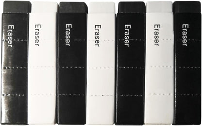White and Black Erasers 7 Pack Pencil Erasers Cuboid Erasers for Kids Bulk for Students School Supplies Office Prize Gifts (White and Black)