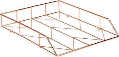 U Brands Desktop Letter Tray, Wire Metal, Copper/Rose Gold