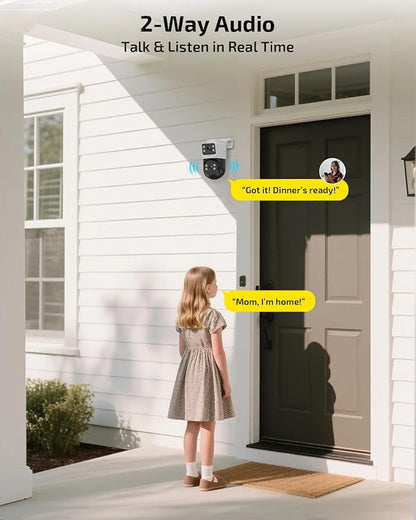 《Dual Lens & Auto Tracking》4K PoE Security Camera System Outdoor, PTZ Video Surveillance Cameras Systems with Color Night Vision, Surveillance DVR Kits