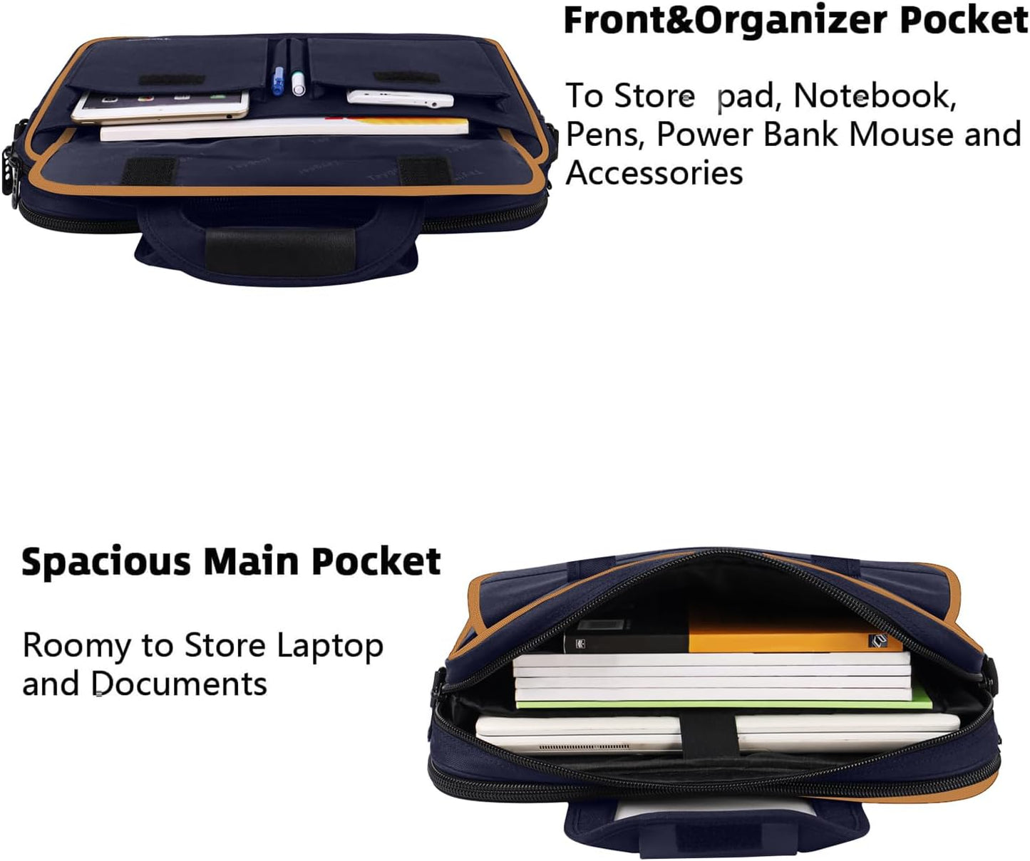 Taygeer Briefcases for Men, Water Resistant Laptop Bag 15.6 Inch for Business, Travel Office Crossbody Carry On Laptop Carrying Case, Messenger Shoulder Bag Fit 15.6 Inch Notebook/Computer, Blue Brown